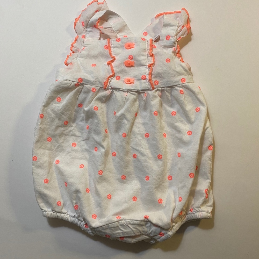 4/$10 Gymboree white and coral girls onsie